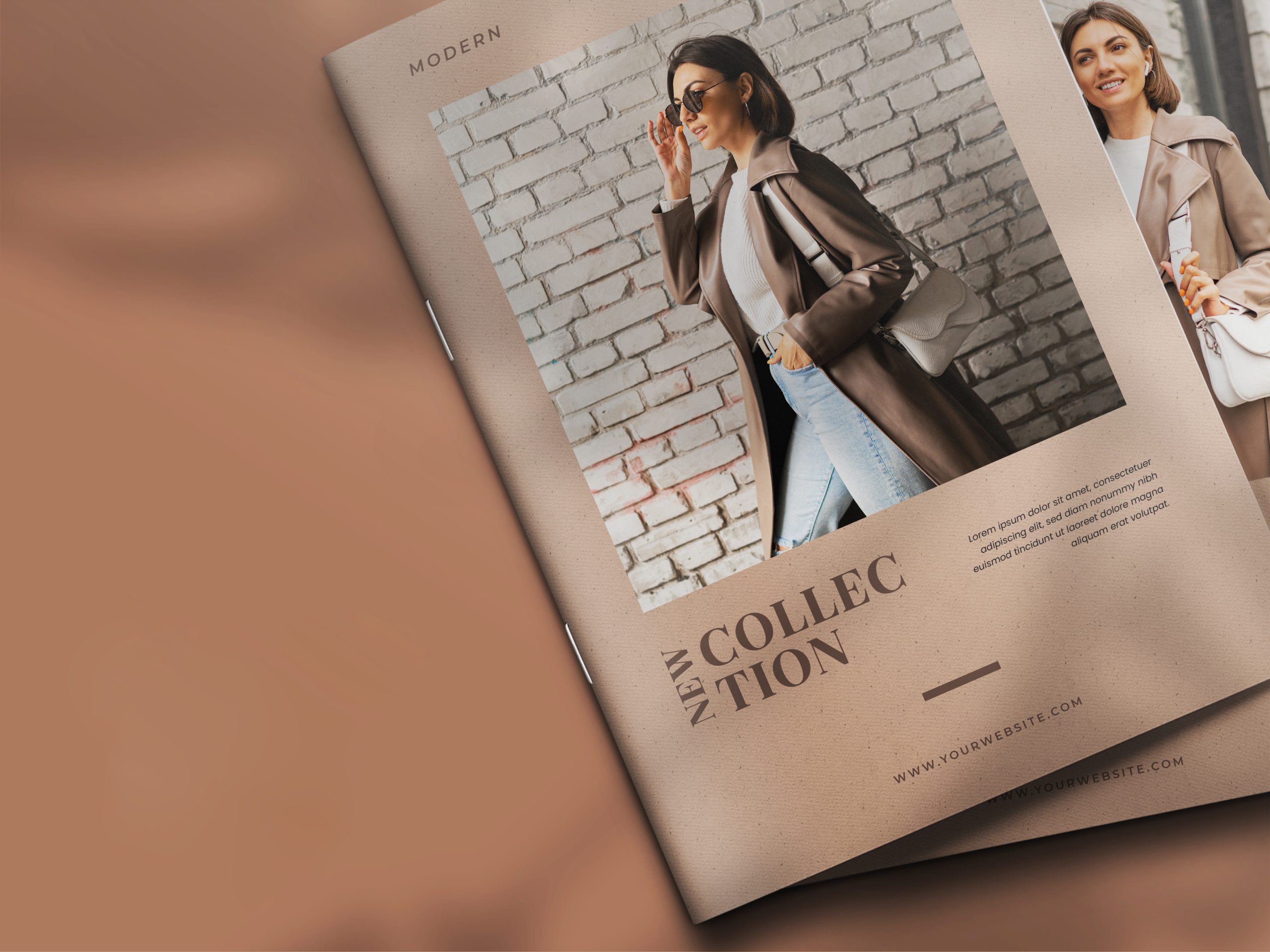 Modern, elegant and minimalist brochure or magazine cover mockup